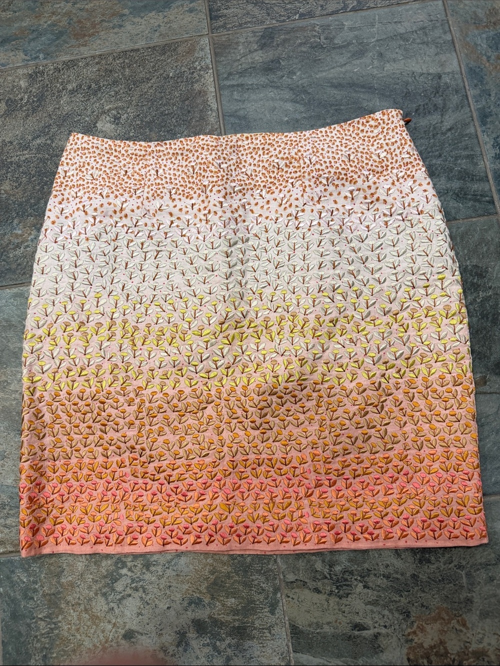 HD in Paris Ombre Floral Mini Skirt - Pink, Yellow & Orange